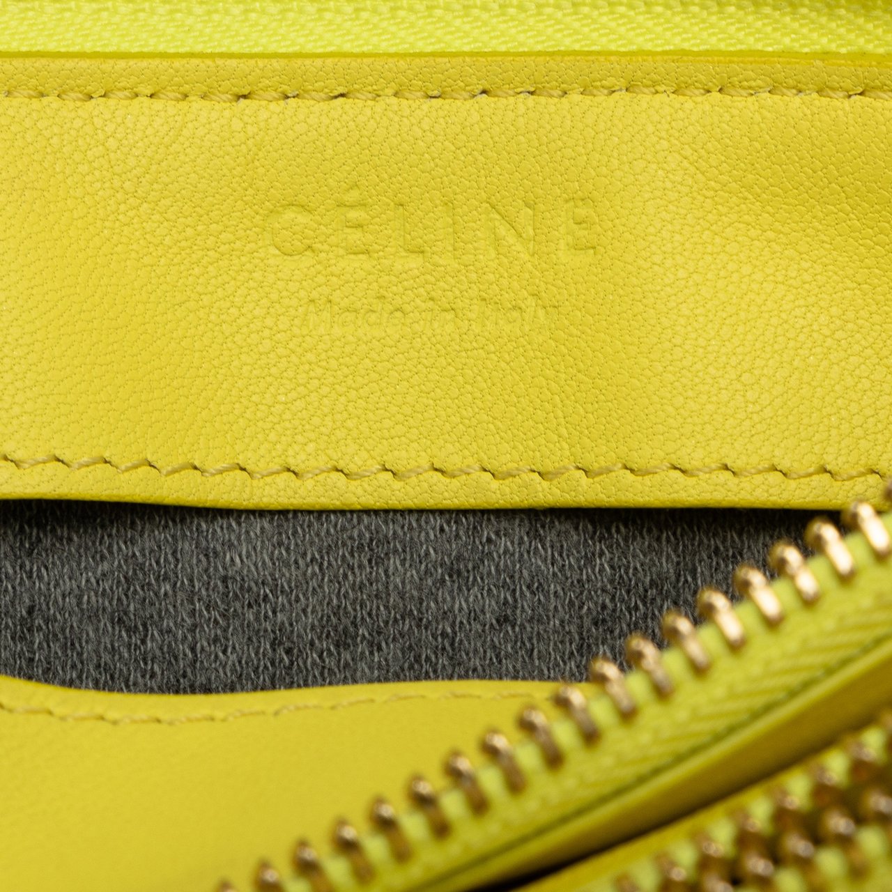 Celine Small Lambskin Trio Crossbody Geel