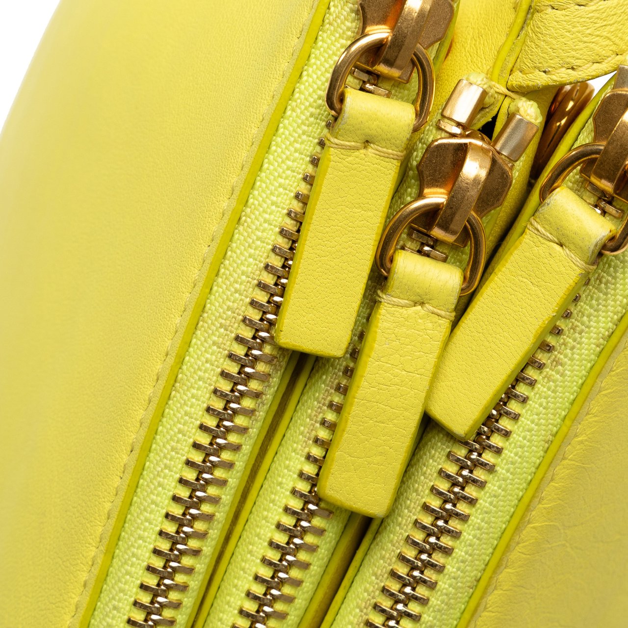 Celine Small Lambskin Trio Crossbody Geel