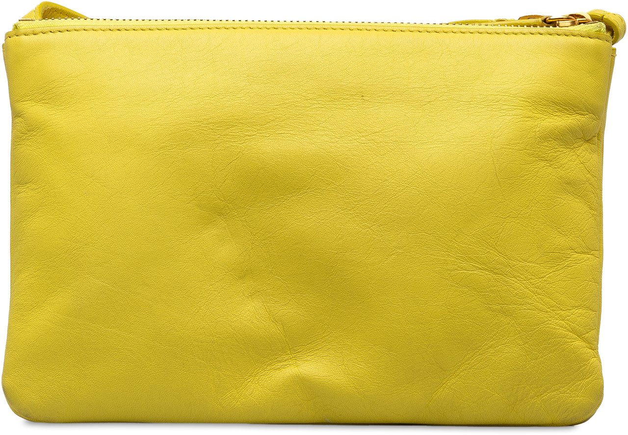 Celine Small Lambskin Trio Crossbody Geel