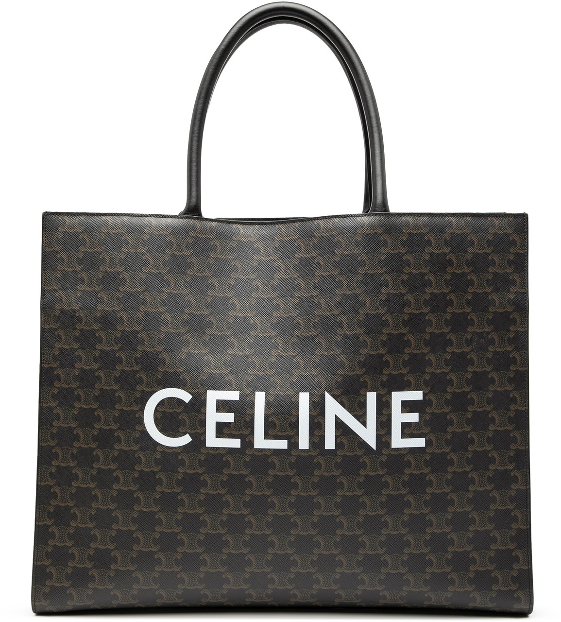 Celine Medium Triomphe Coated Canvas Cabas Horizontal Tote Bruin
