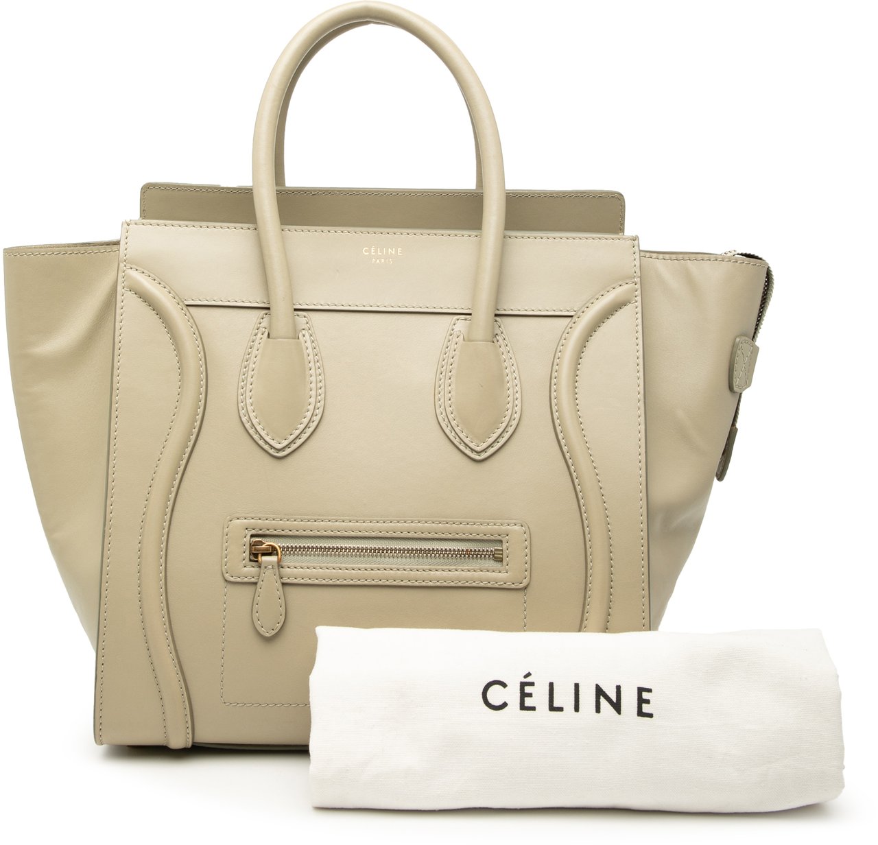 Celine Mini Leather Luggage Tote Bruin