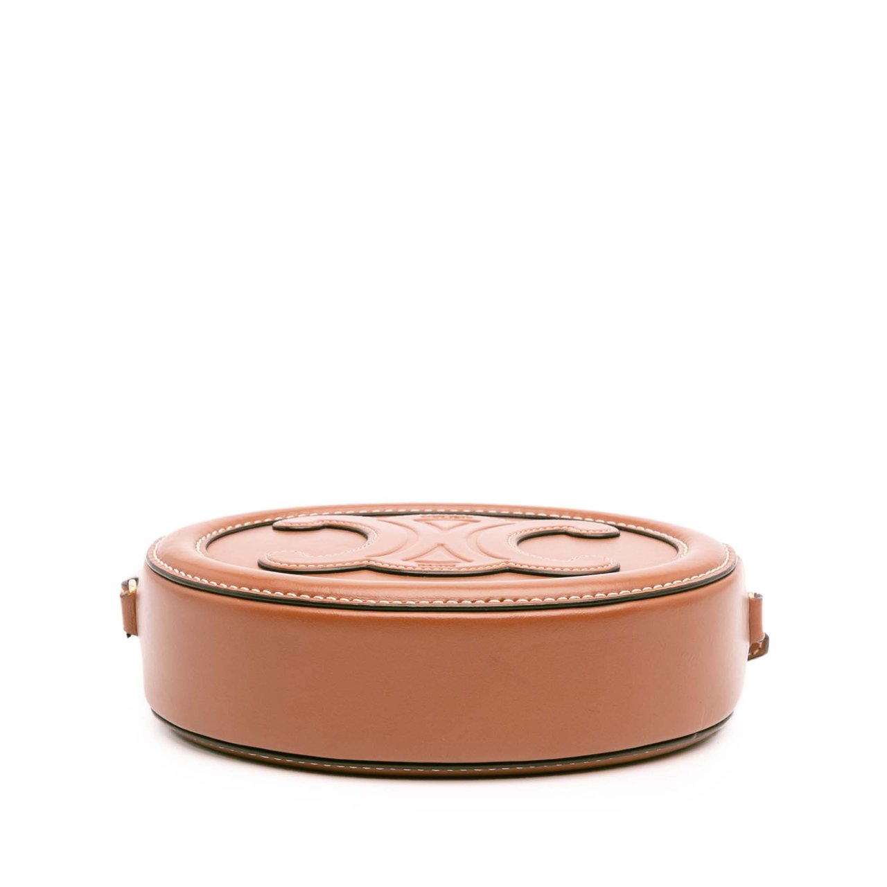 Celine Small Calfskin Cuir Triomphe Oval Crossbody Bruin