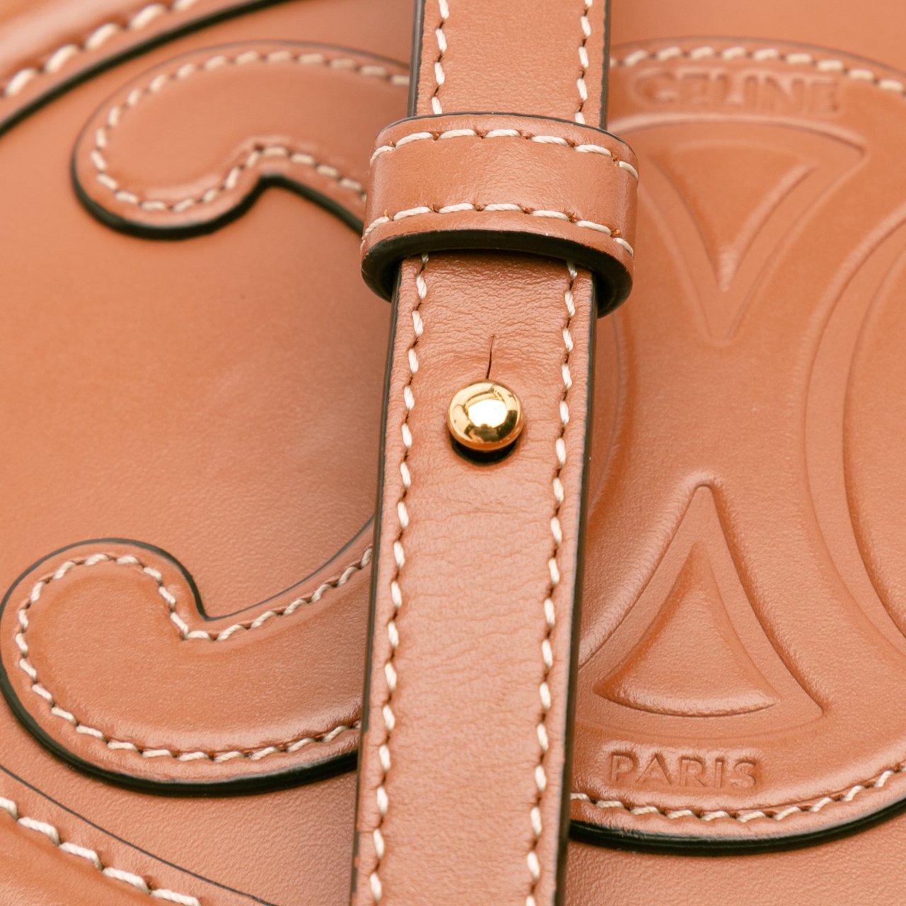 Celine Small Calfskin Cuir Triomphe Oval Crossbody Bruin