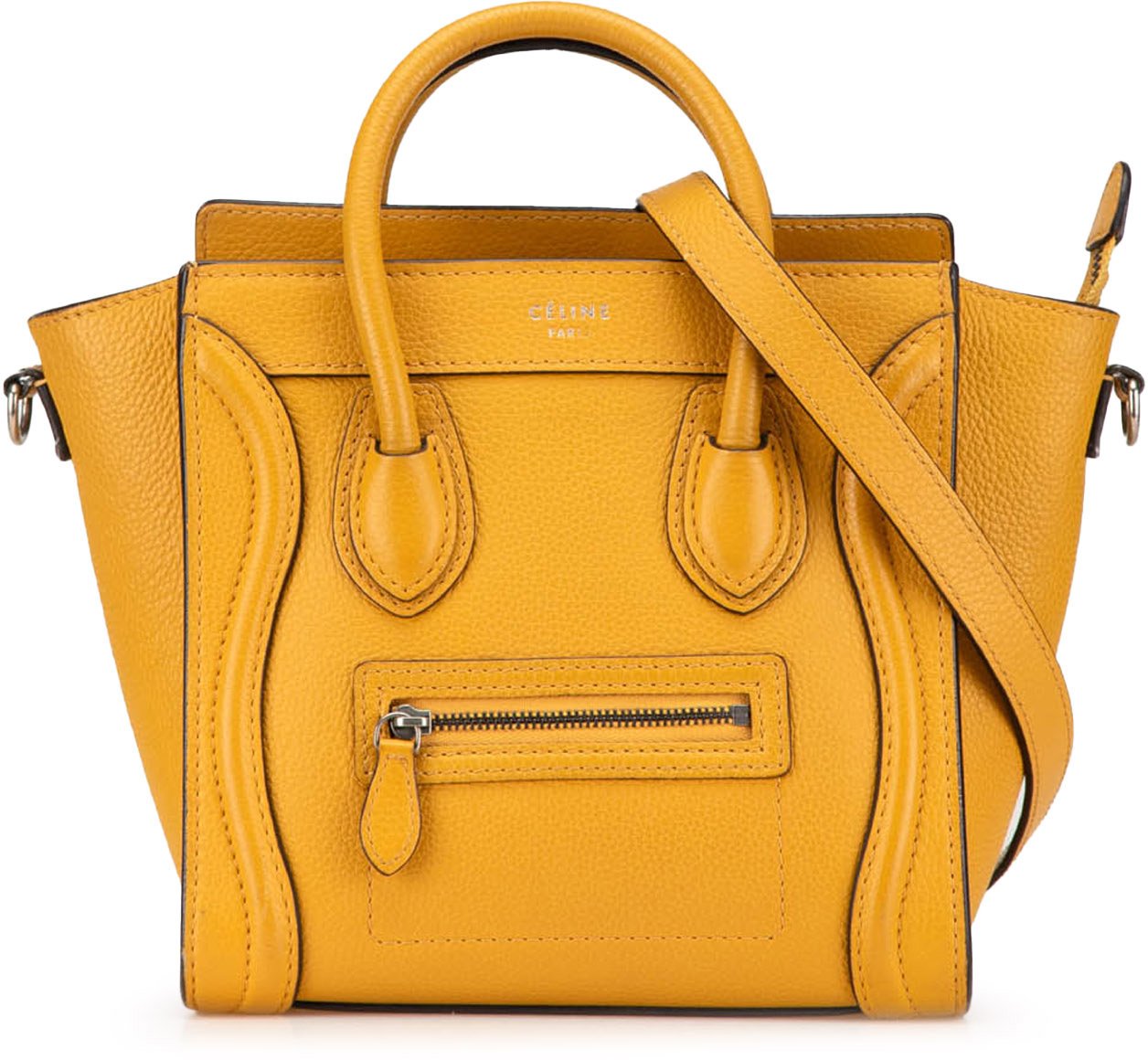 Celine Nano Leather Luggage Tote Geel