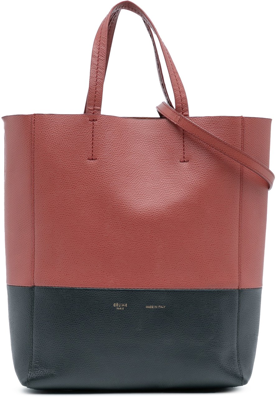 Celine Small Bicolor Leather Vertical Cabas Rood
