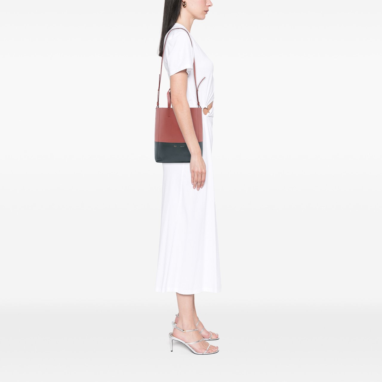 Celine Small Bicolor Leather Vertical Cabas Rood