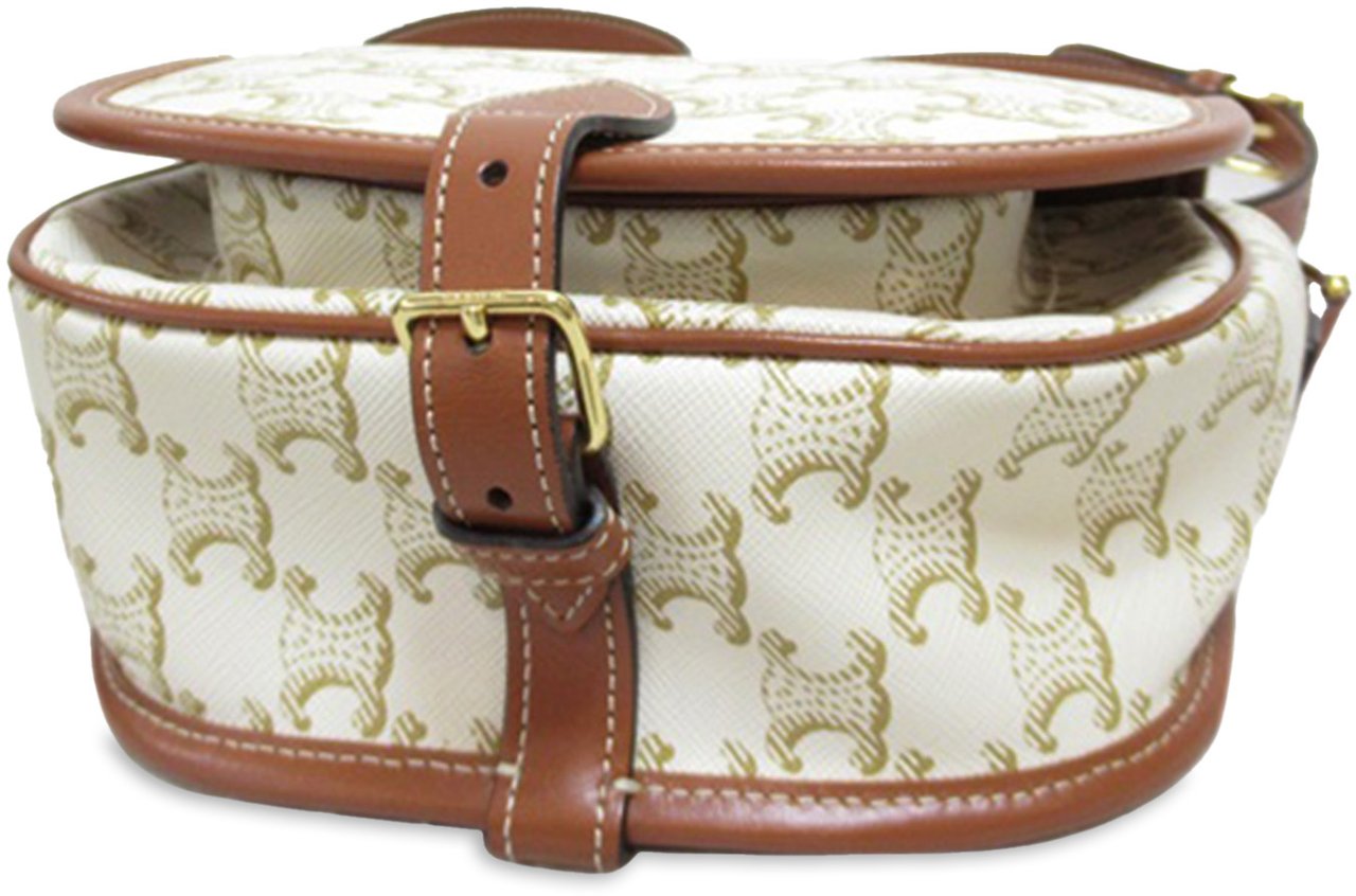 Celine Medium Triomphe Coated Canvas Folco Crossbody Wit