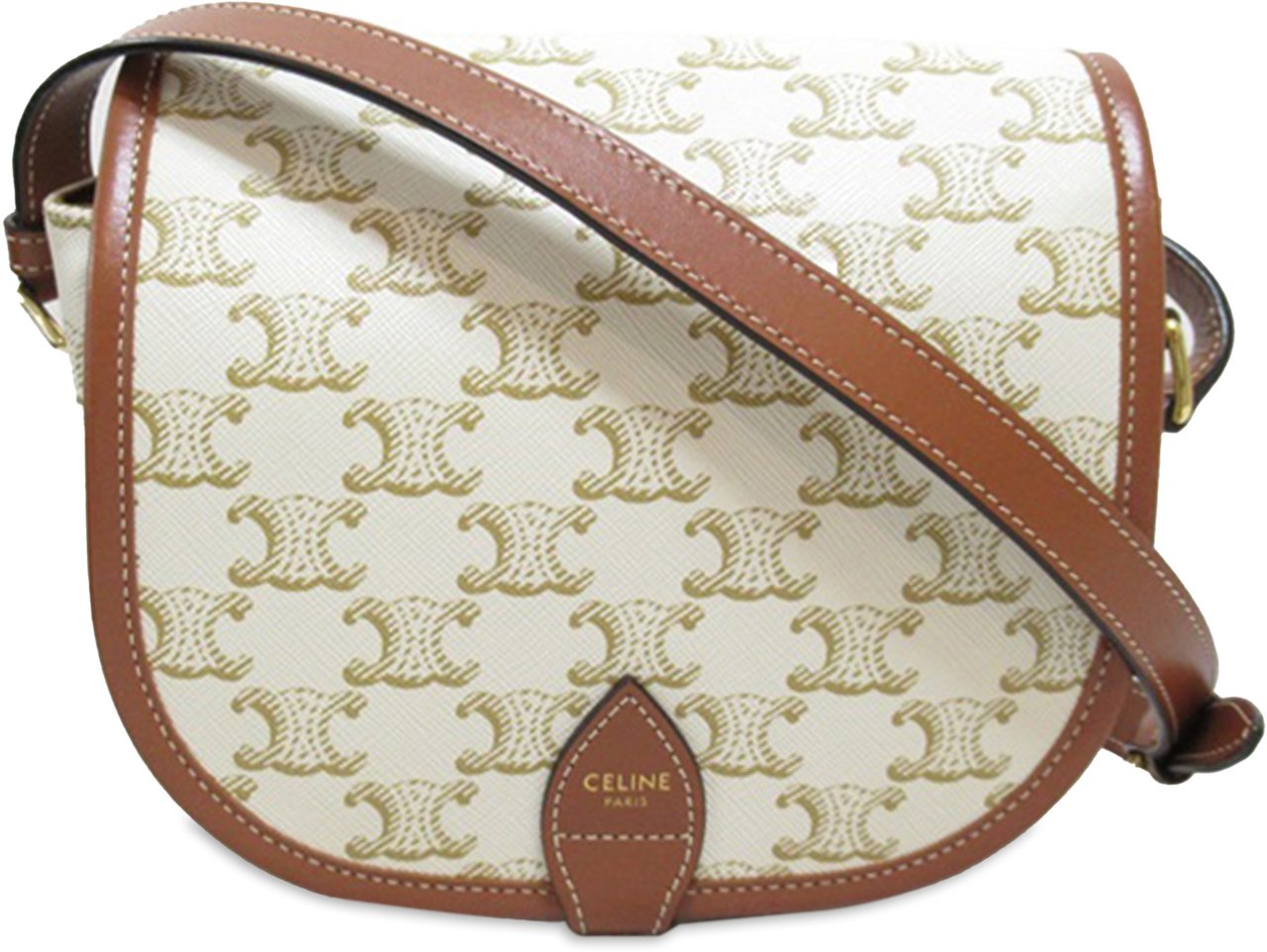 Celine Medium Triomphe Coated Canvas Folco Crossbody Wit