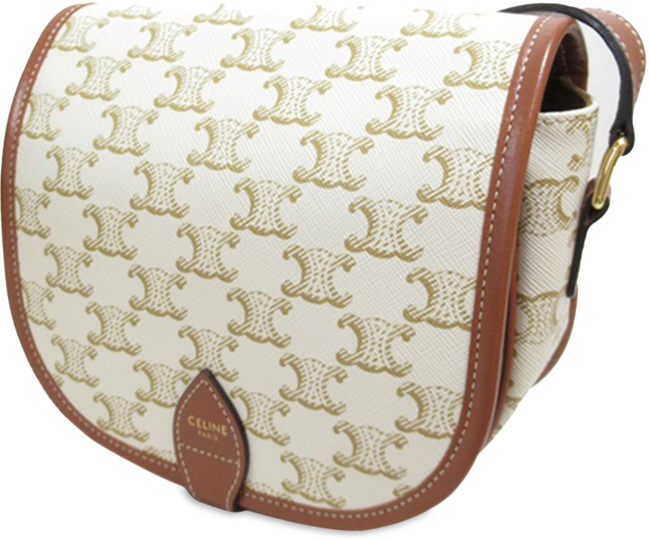 Celine Medium Triomphe Coated Canvas Folco Crossbody Wit