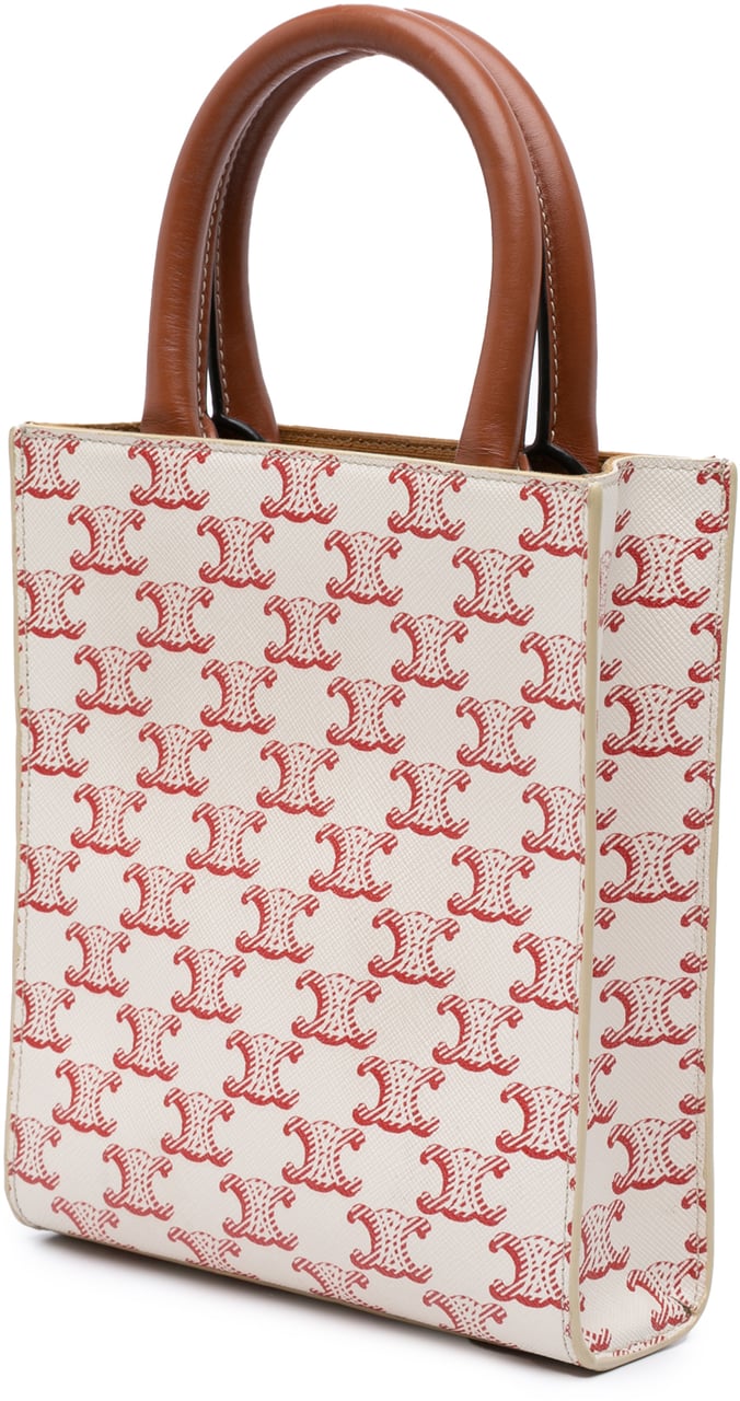 Celine Mini Triomphe Coated Canvas Vertical Cabas Satchel Wit