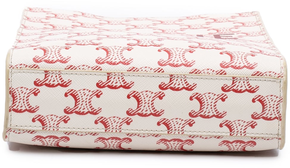 Celine Mini Triomphe Coated Canvas Vertical Cabas Satchel Wit