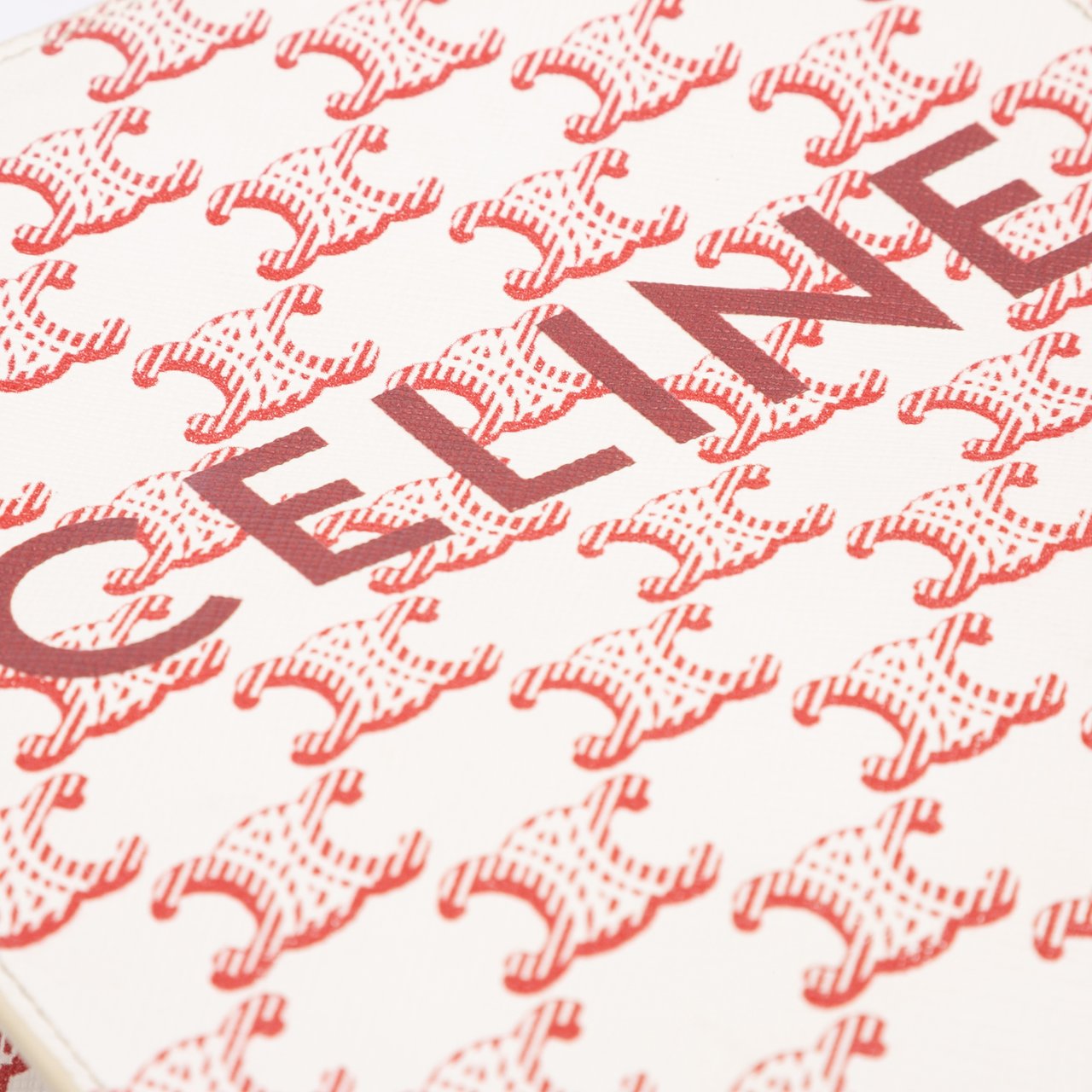 Celine Mini Triomphe Coated Canvas Vertical Cabas Satchel Wit