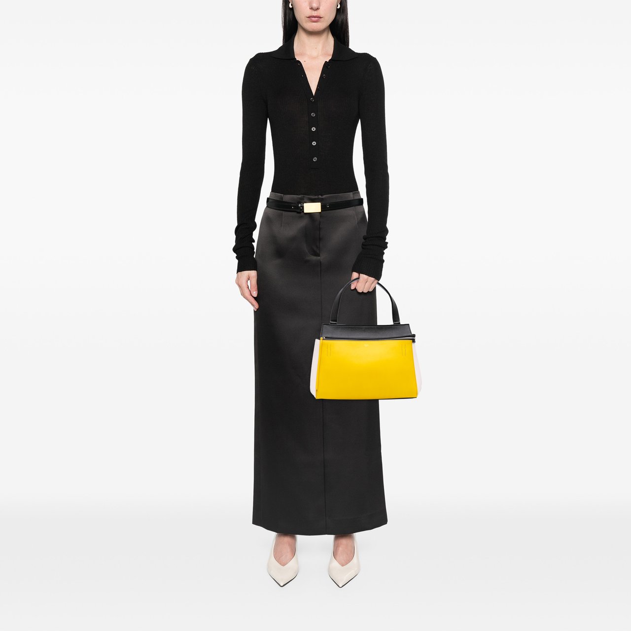 Celine Medium Tricolor Leather Edge Handbag Geel