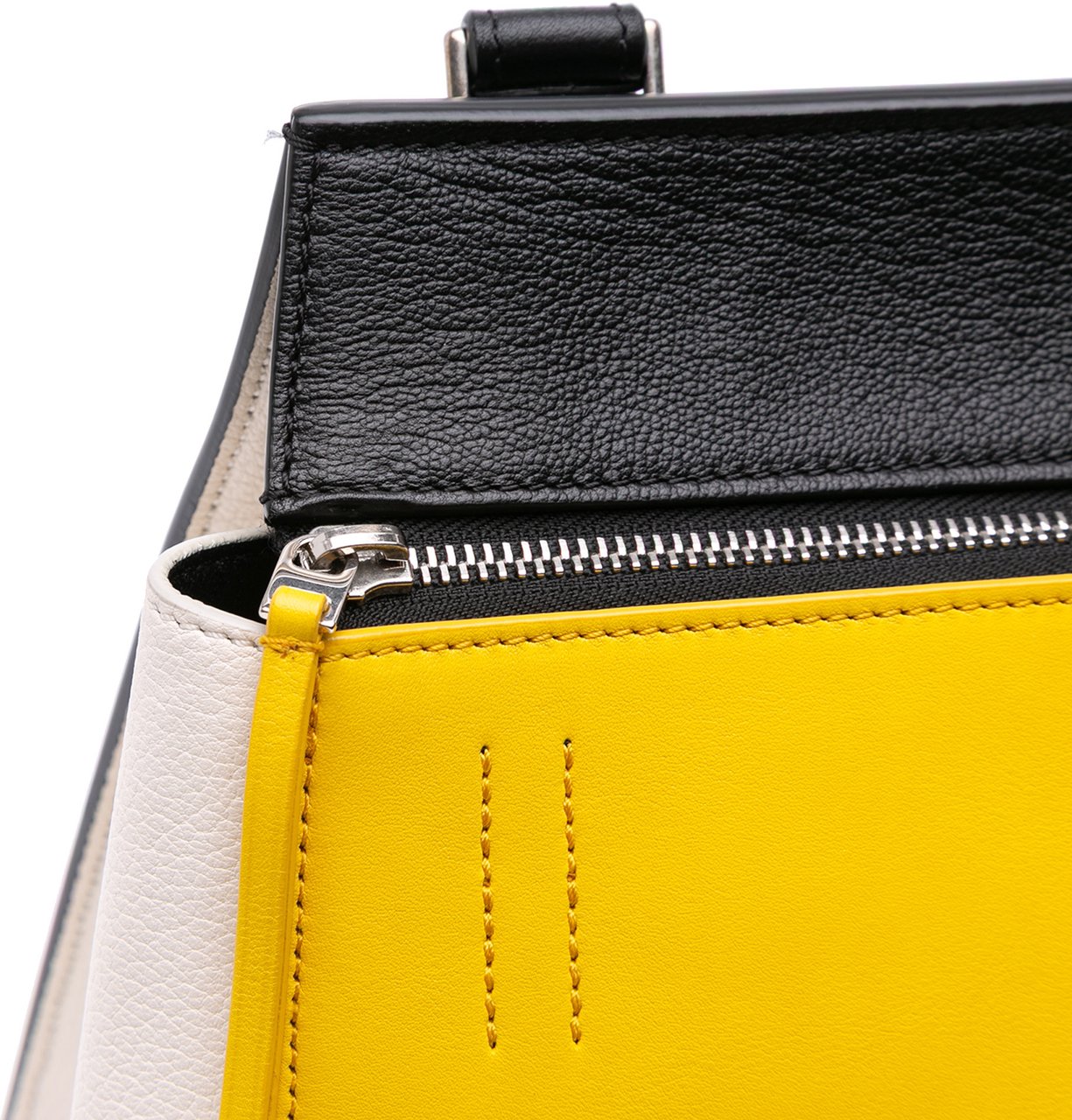 Celine Medium Tricolor Leather Edge Handbag Geel