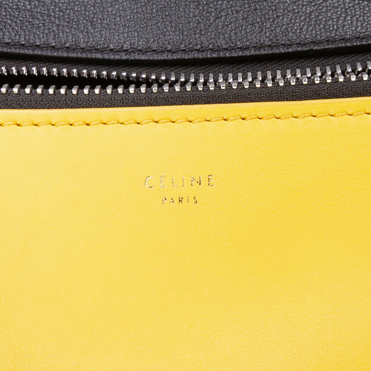 Celine Medium Tricolor Leather Edge Handbag Geel