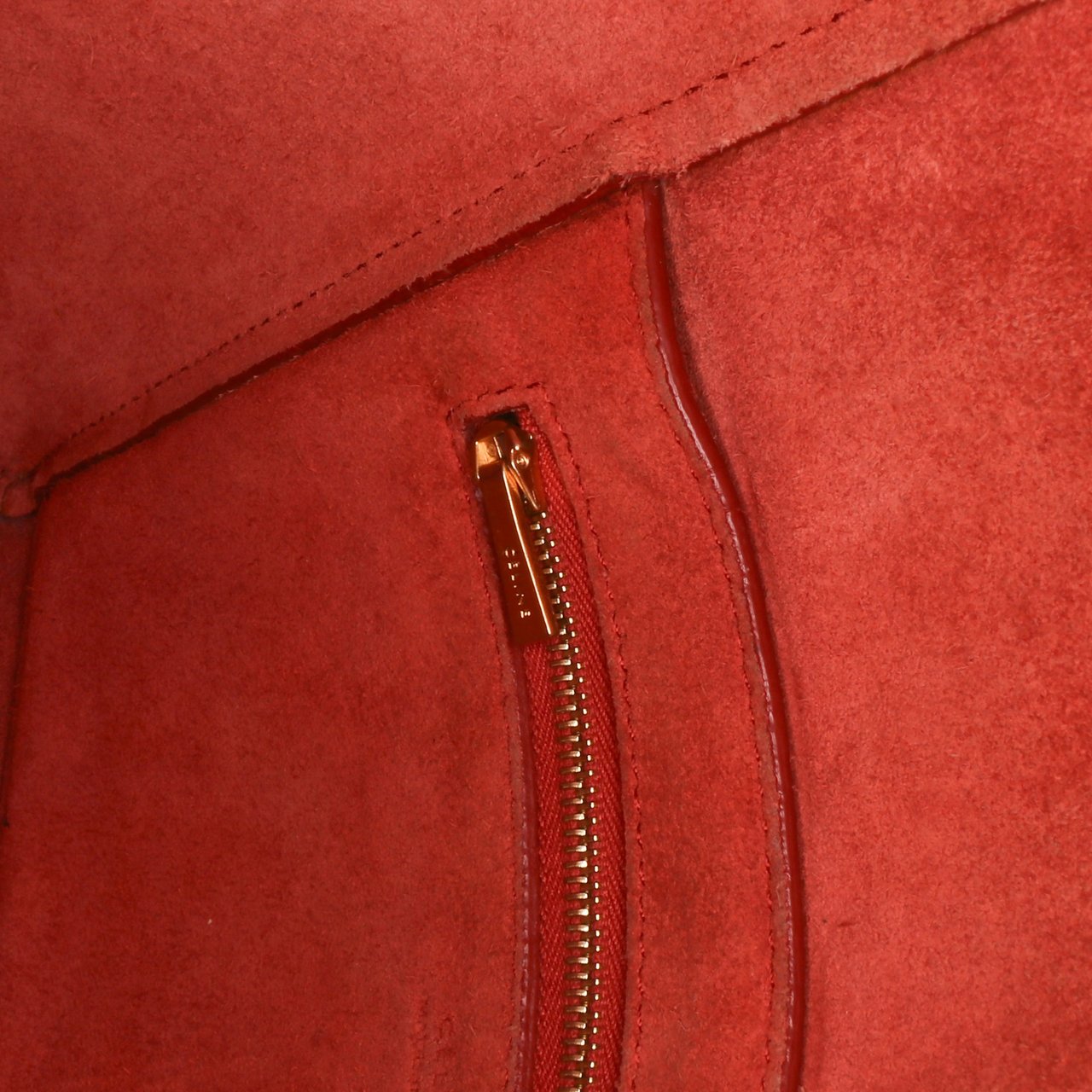 Celine Small Leather Seau Sangle Bucket Bag Rood