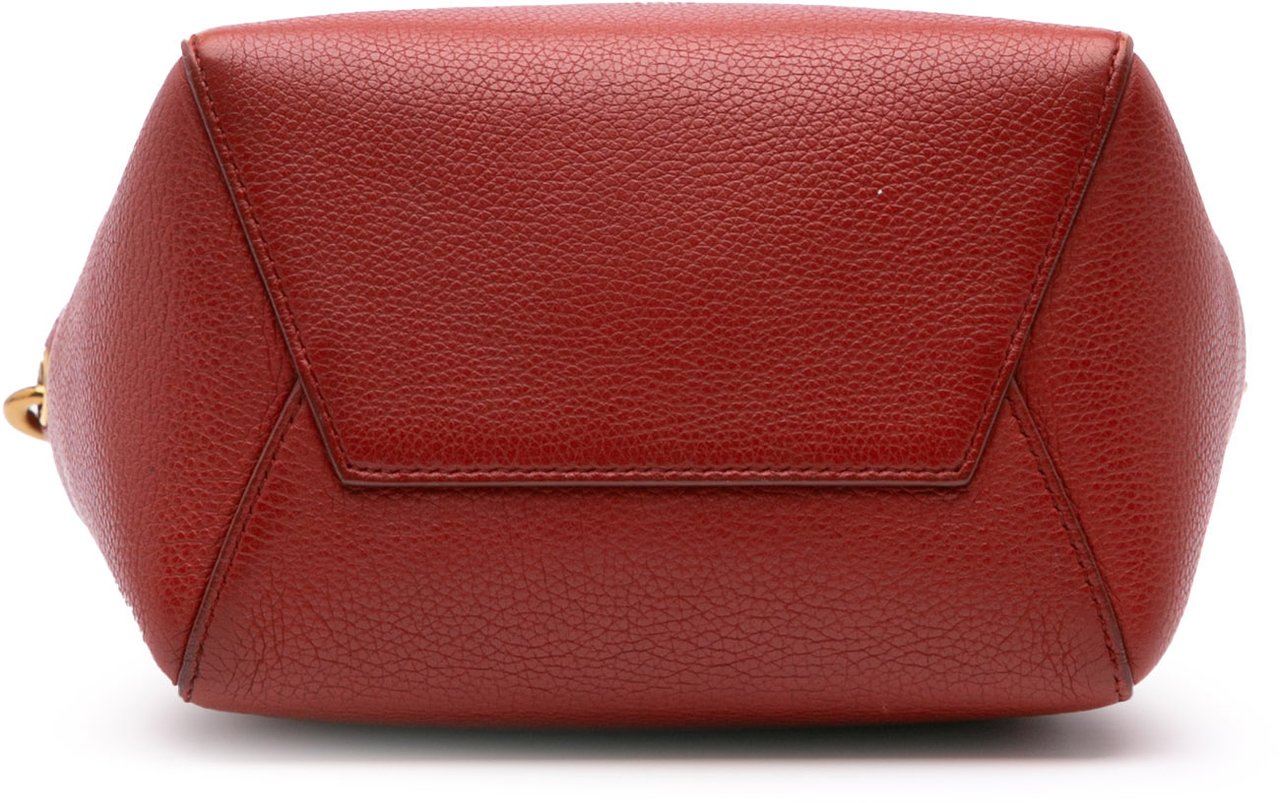 Celine Small Leather Seau Sangle Bucket Bag Rood