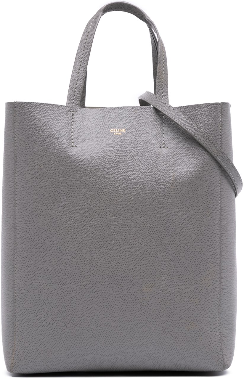 Celine Small Grained Calfskin Vertical Cabas Tote Grijs