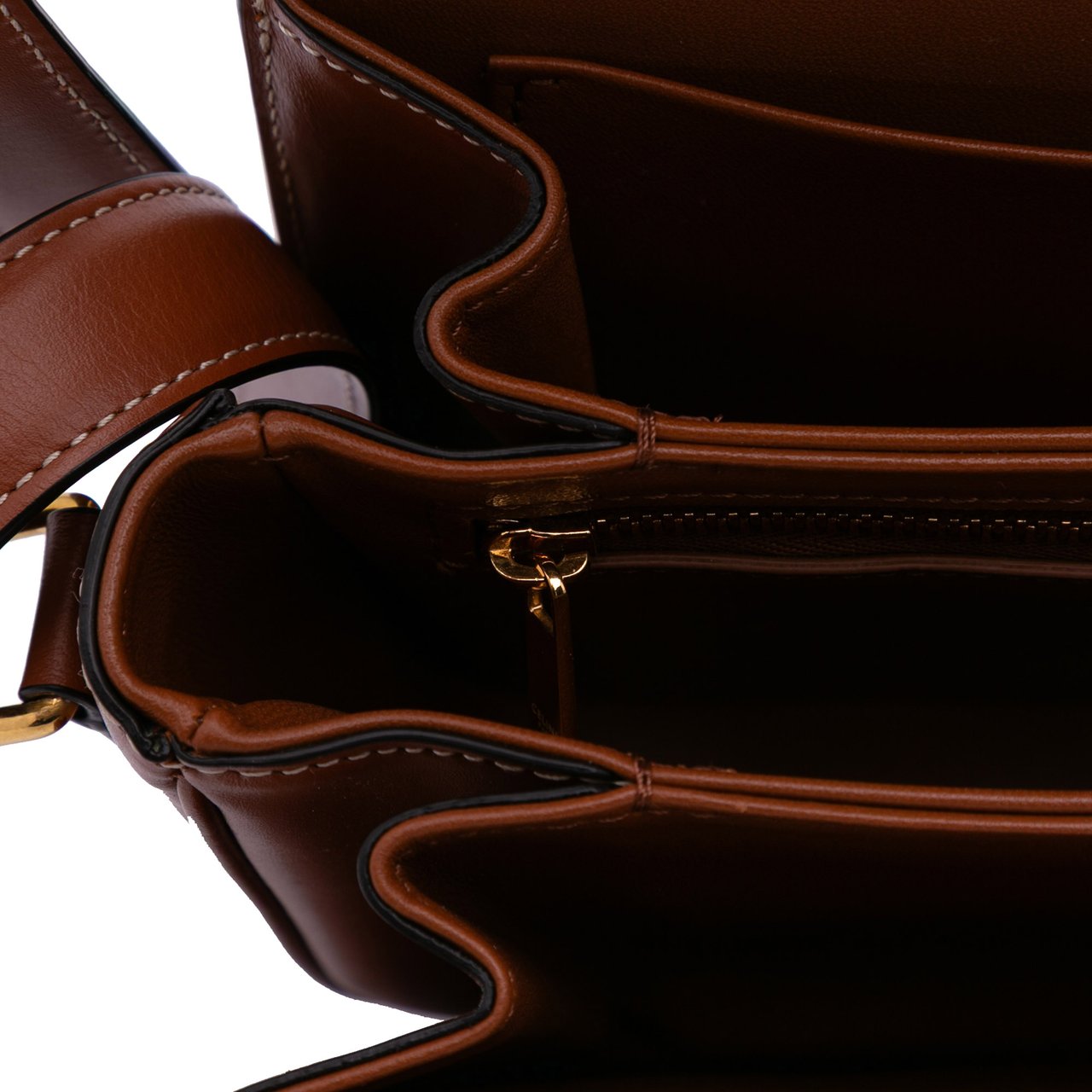 Celine Classique Triomphe Coated Canvas and Calfskin Triomphe Crossbody Bruin