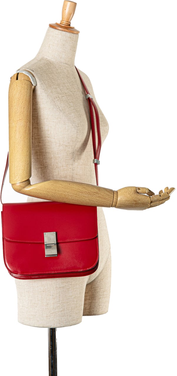 Celine Medium Calfskin Classic Box Rood