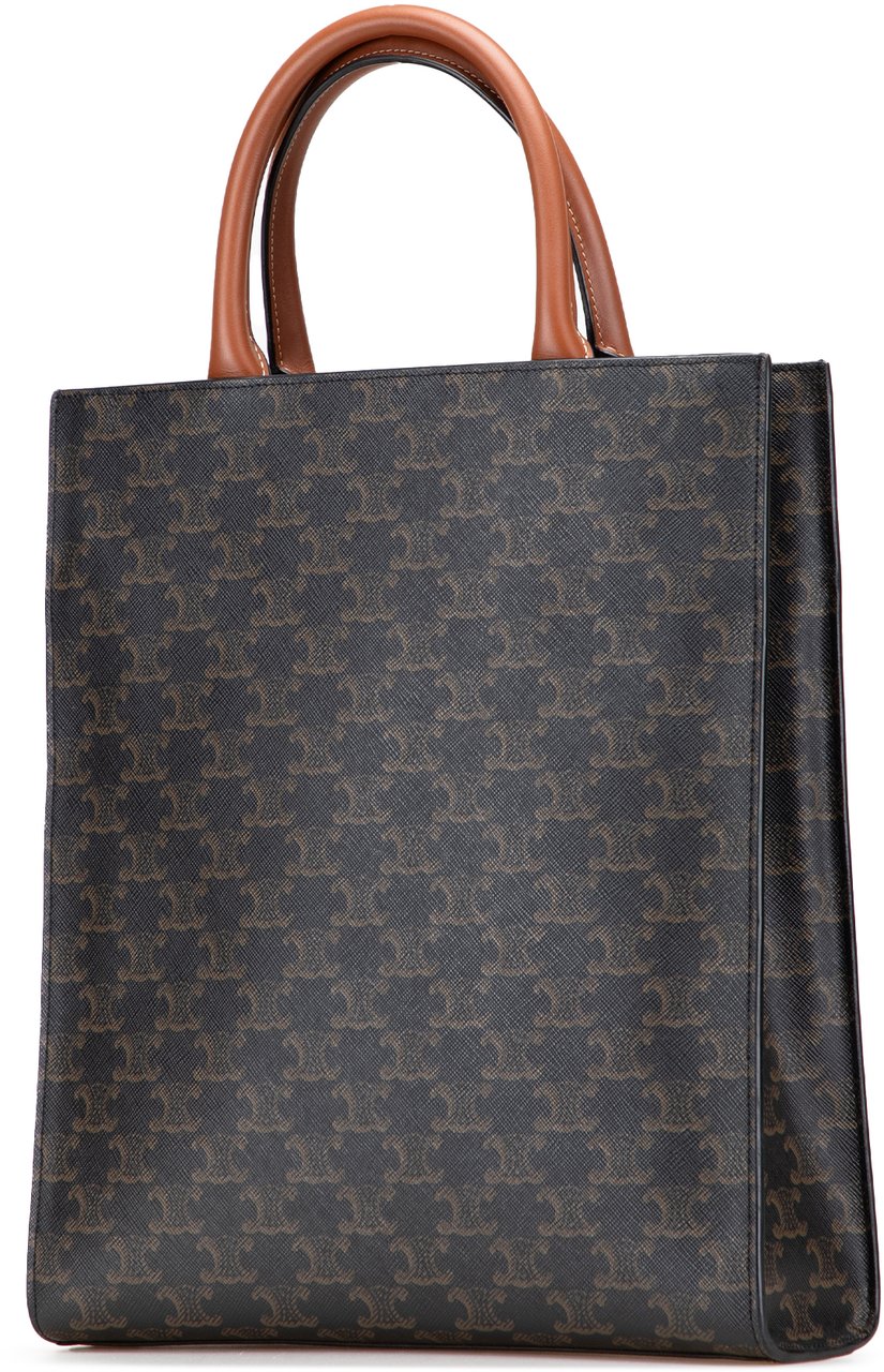 Celine Small Triomphe Coated Canvas Vertical Cabas Tote Bruin