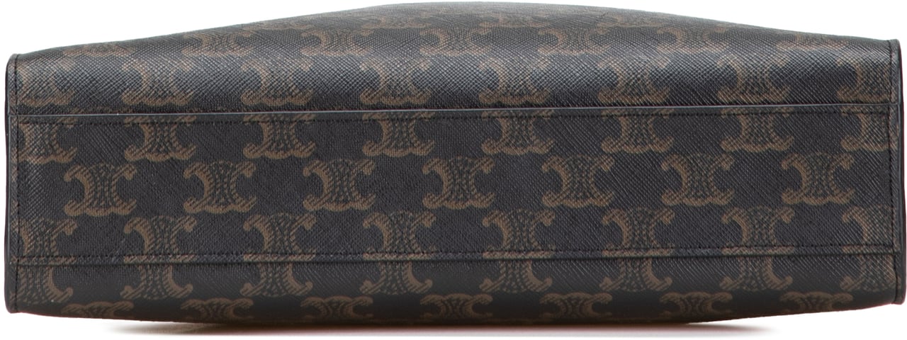 Celine Small Triomphe Coated Canvas Vertical Cabas Tote Bruin