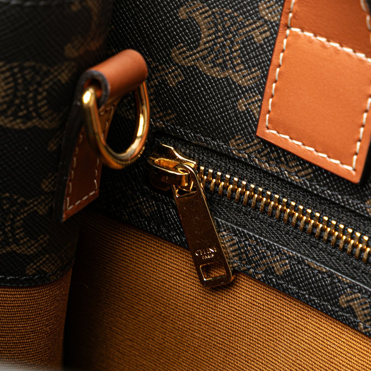 Celine Small Triomphe Coated Canvas Vertical Cabas Tote Bruin