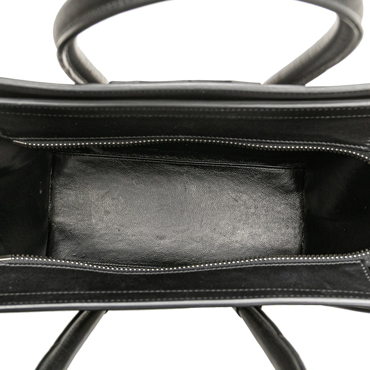 Celine Micro Bicolor Leather Trimmed Canvas Luggage Tote Bruin