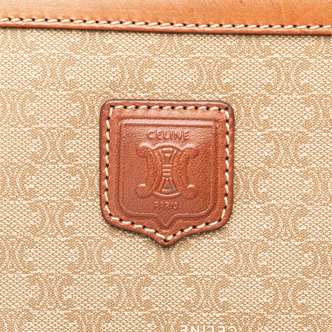 Celine Macadam Coated Canvas Clutch Bruin
