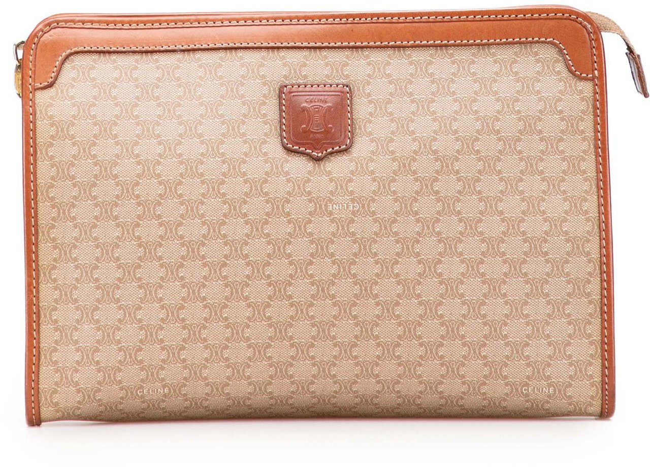 Celine Macadam Coated Canvas Clutch Bruin