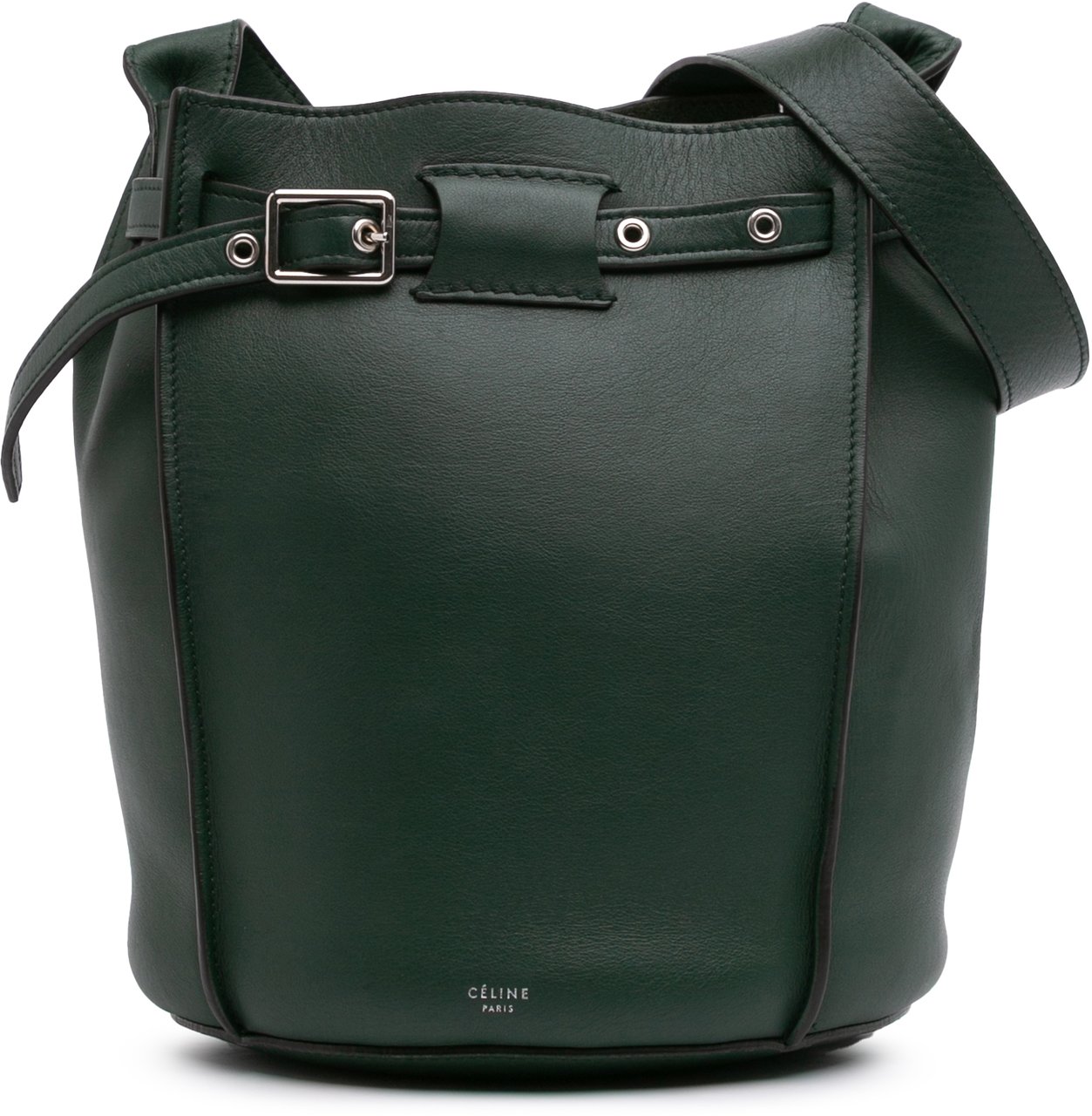 Celine Leather Big Bag Bucket Crossbody Groen
