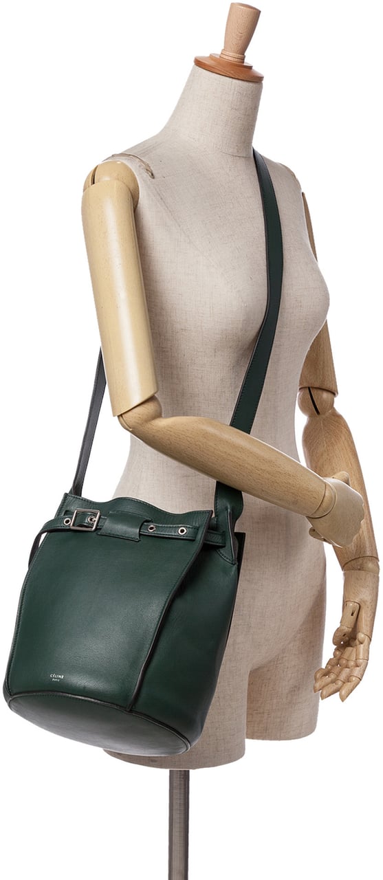 Celine Leather Big Bag Bucket Crossbody Groen