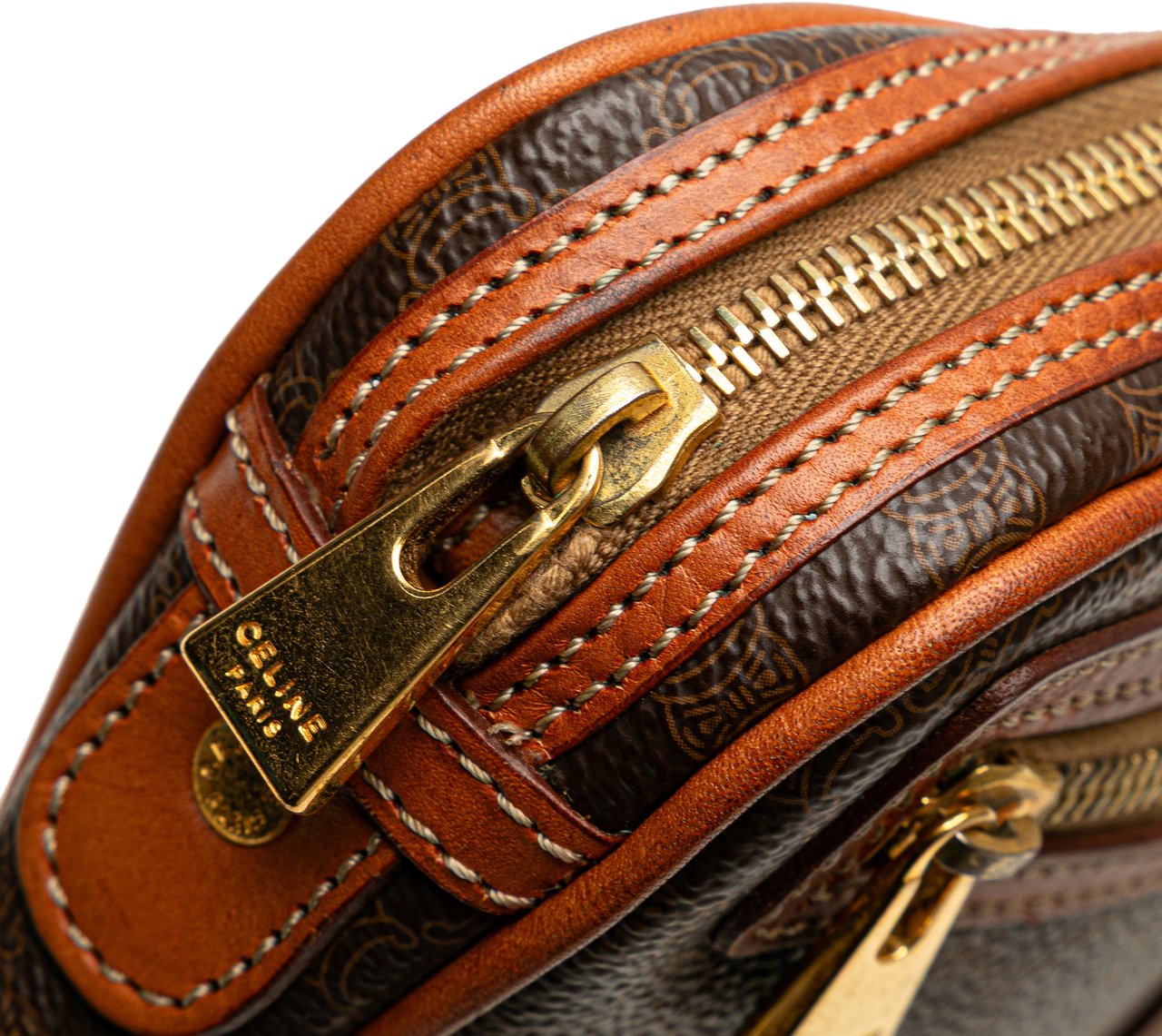 Celine Macadam Coated Canvas Clutch Bruin