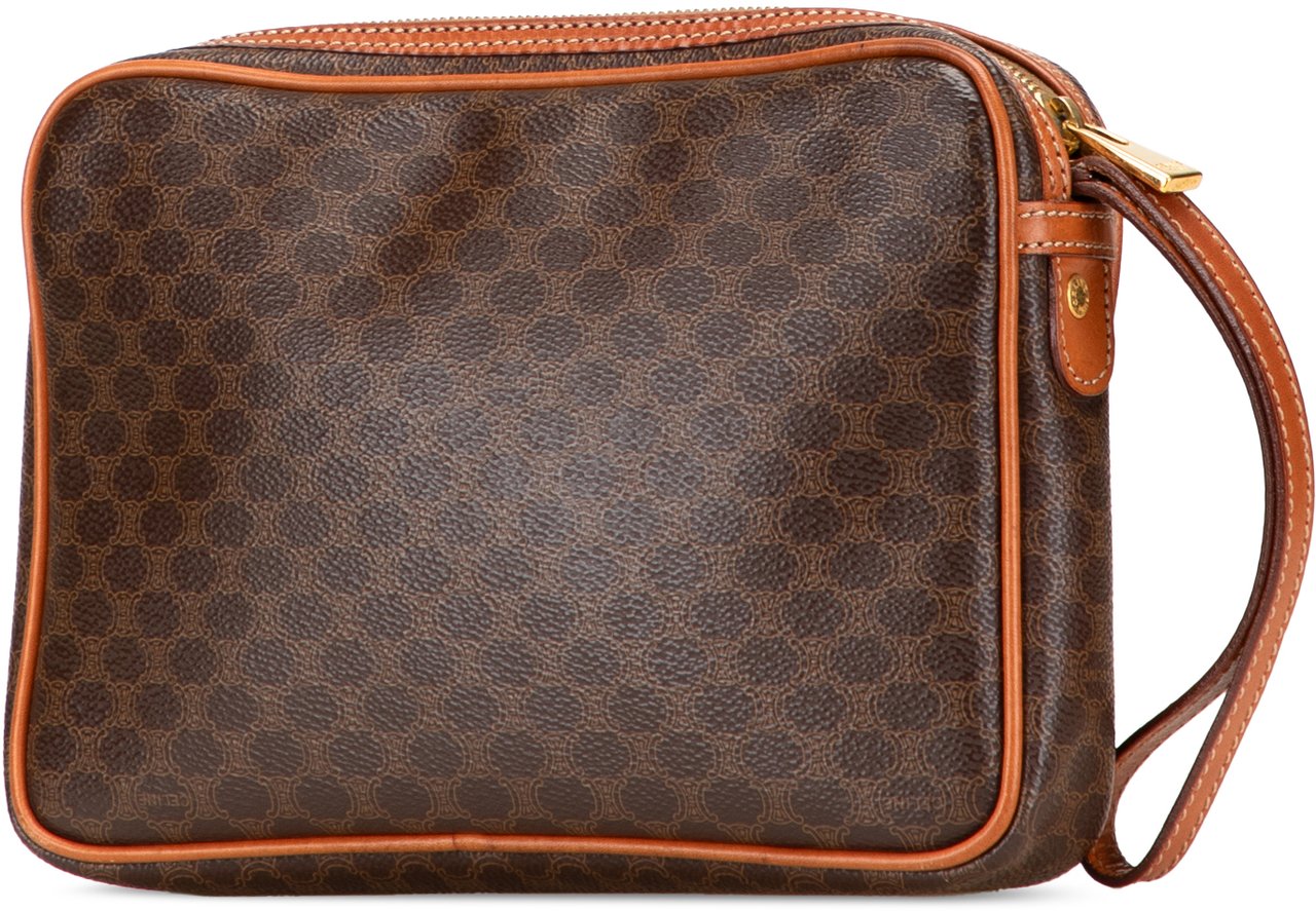 Celine Macadam Coated Canvas Clutch Bruin