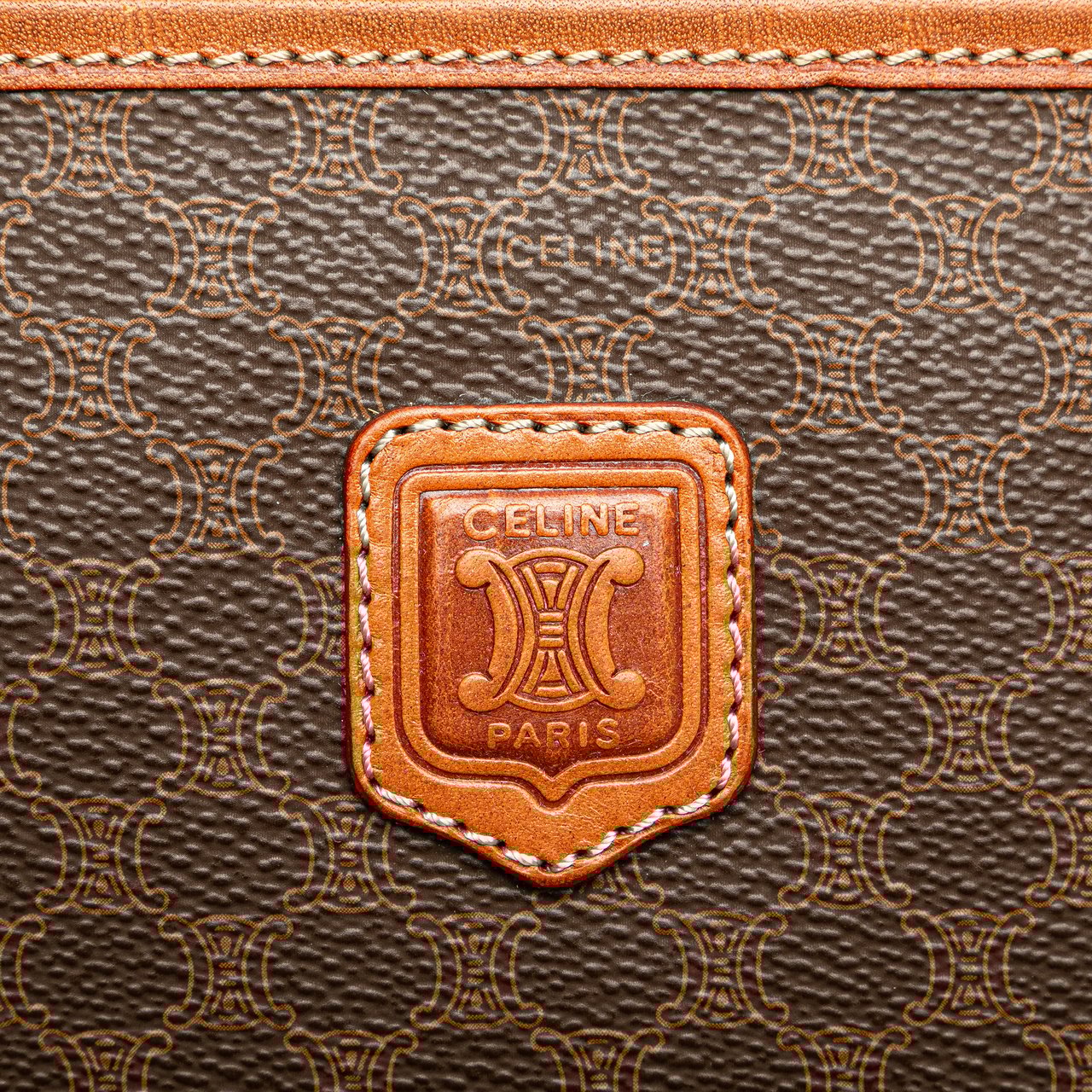 Celine Macadam Coated Canvas Clutch Bruin