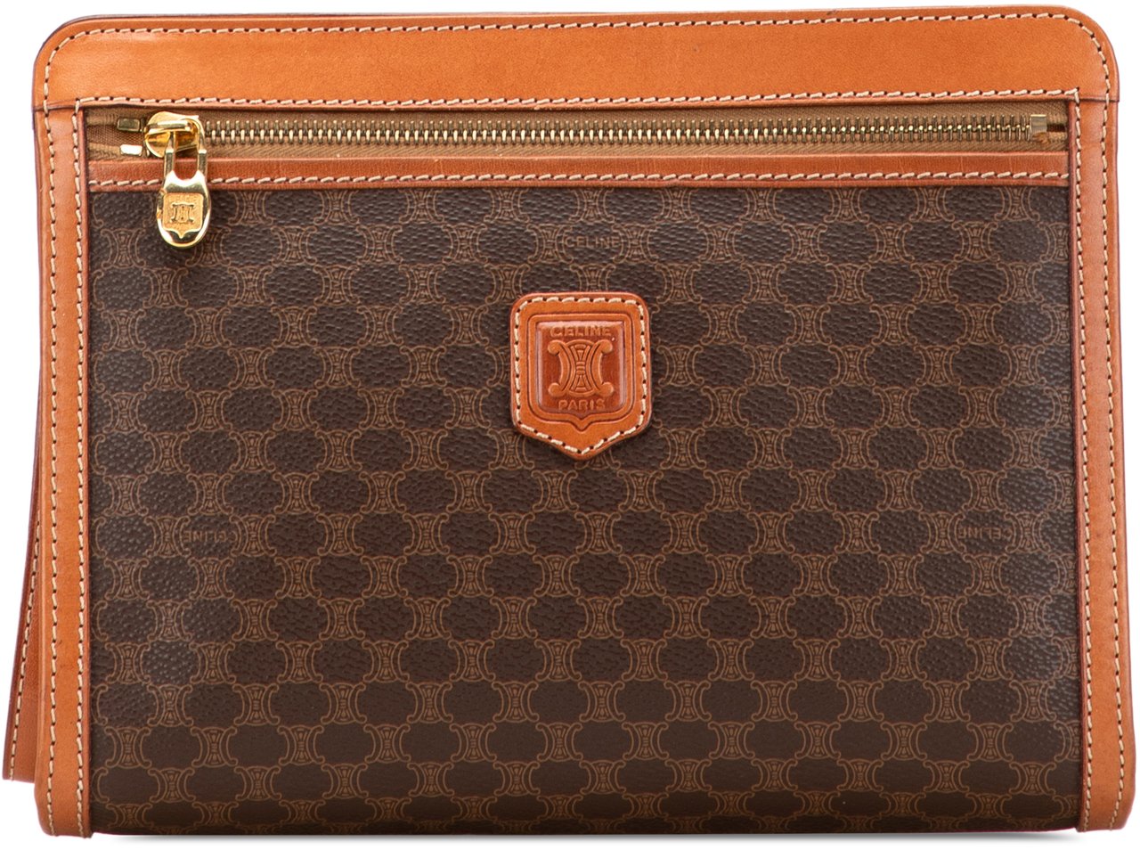 Celine Macadam Coated Canvas Clutch Bruin