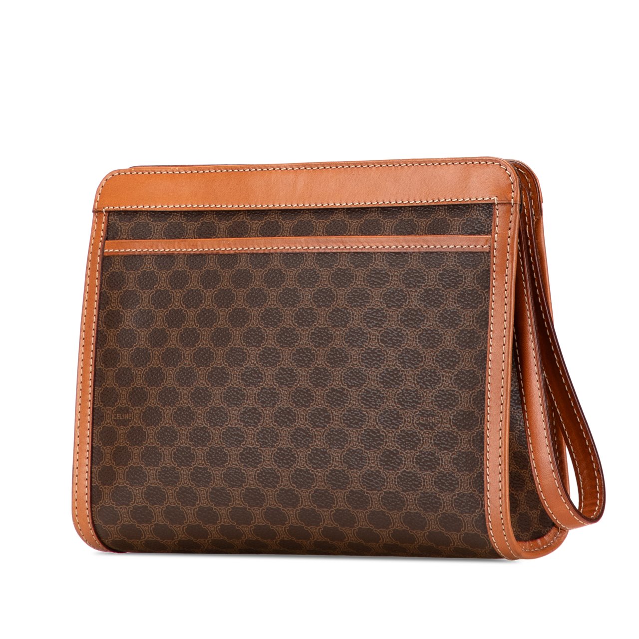 Celine Macadam Coated Canvas Clutch Bruin