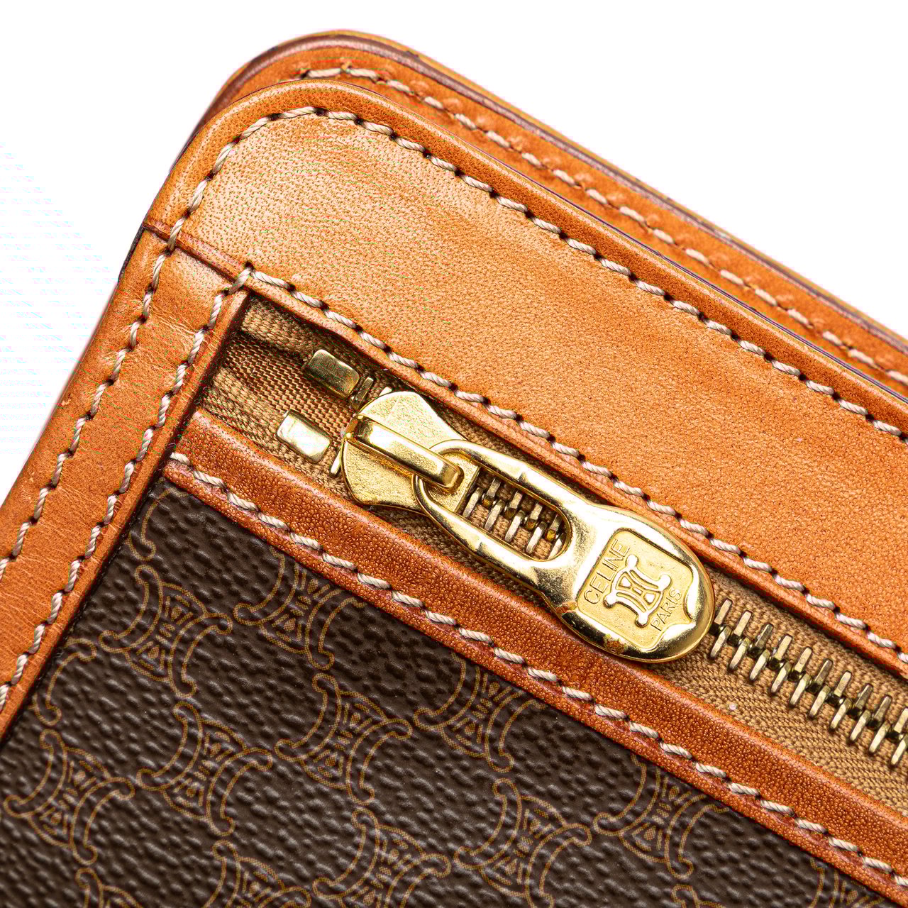 Celine Macadam Coated Canvas Clutch Bruin