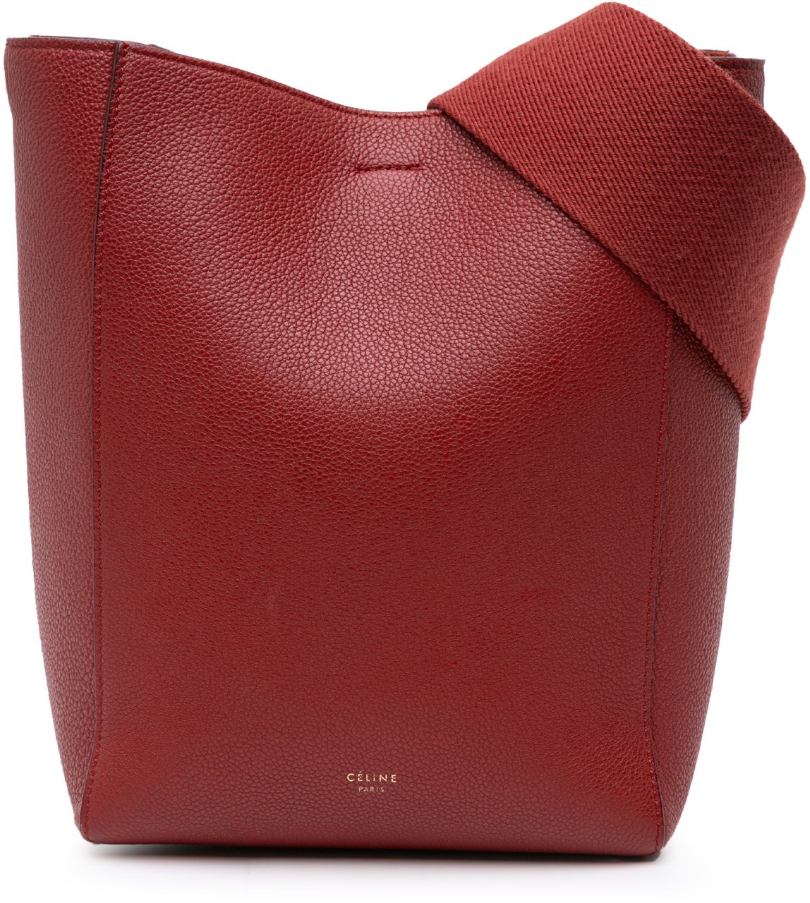 Celine Small Leather Seau Sangle Bucket Bag Rood