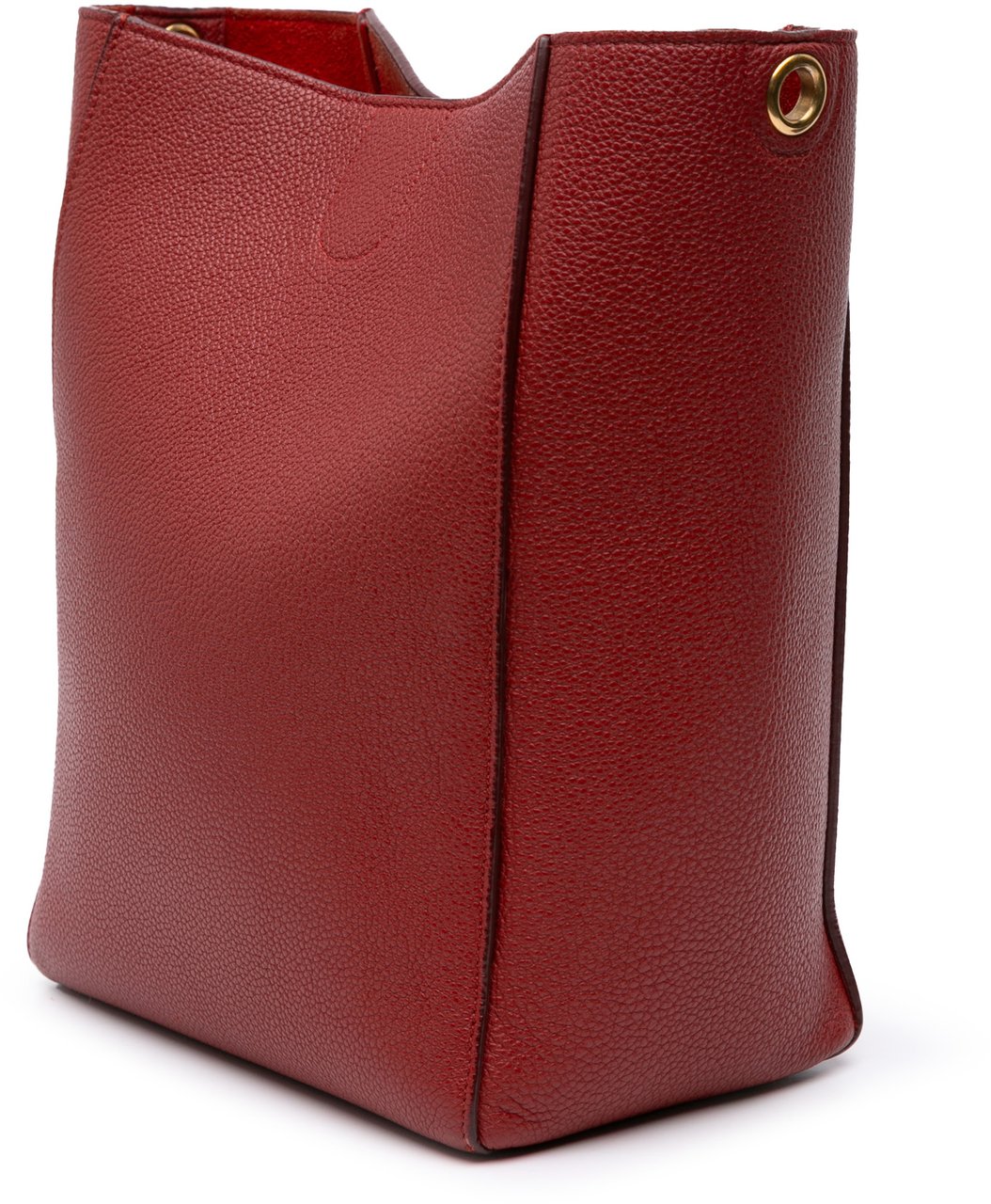 Celine Small Leather Seau Sangle Bucket Bag Rood