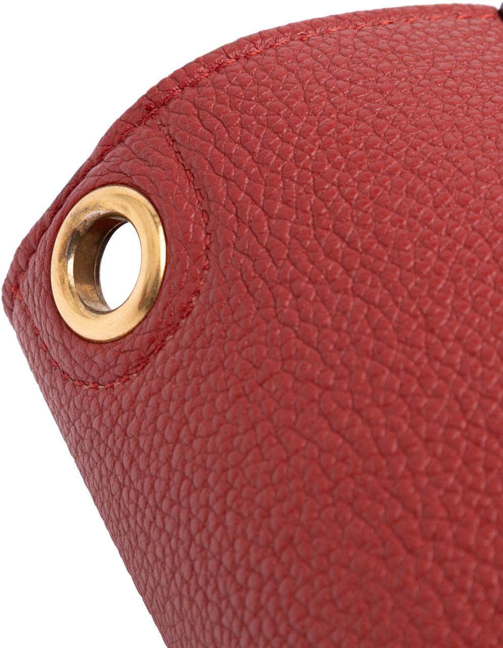 Celine Small Leather Seau Sangle Bucket Bag Rood