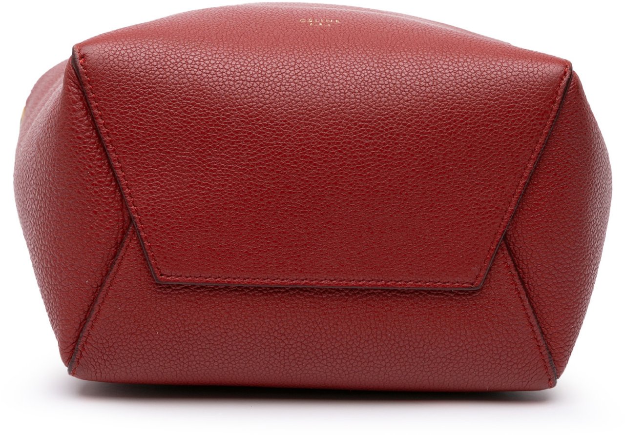 Celine Small Leather Seau Sangle Bucket Bag Rood