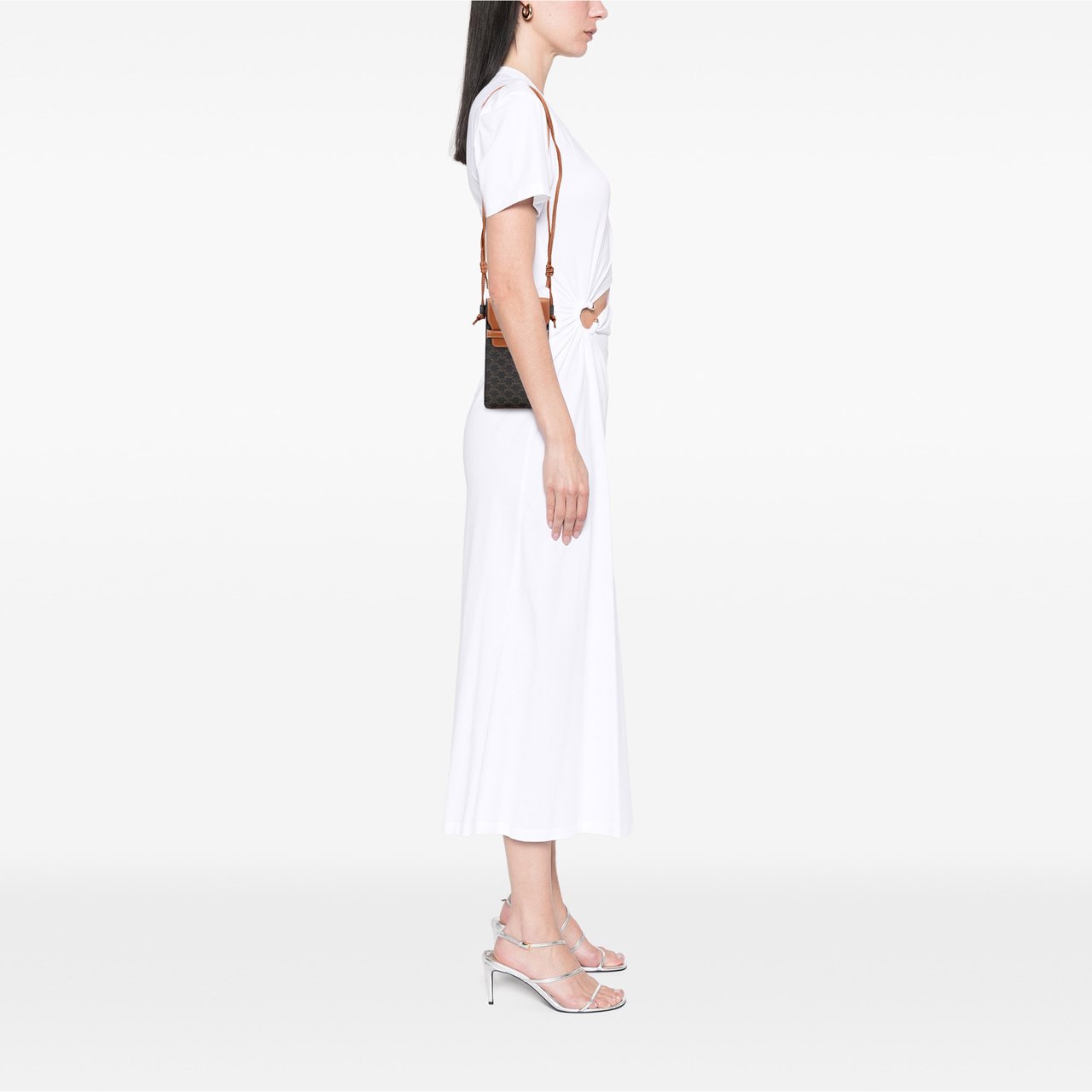 Celine Triomphe Coated Canvas Phone Pouch Flap Crossbody Bruin