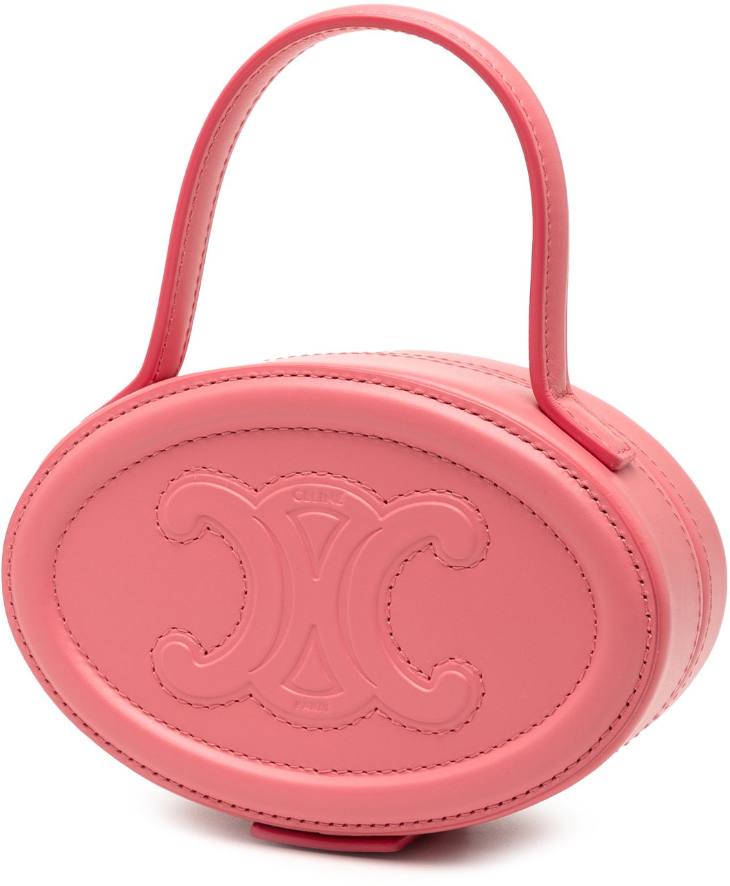 Celine Calfskin Cuir Triomphe Oval Handbag Roze