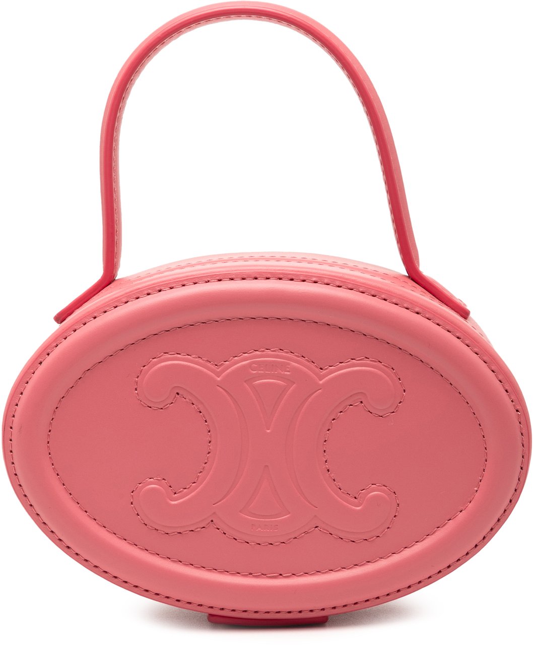 Celine Calfskin Cuir Triomphe Oval Handbag Roze