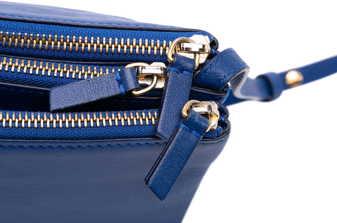 Celine Small Lambskin Trio Crossbody Blauw