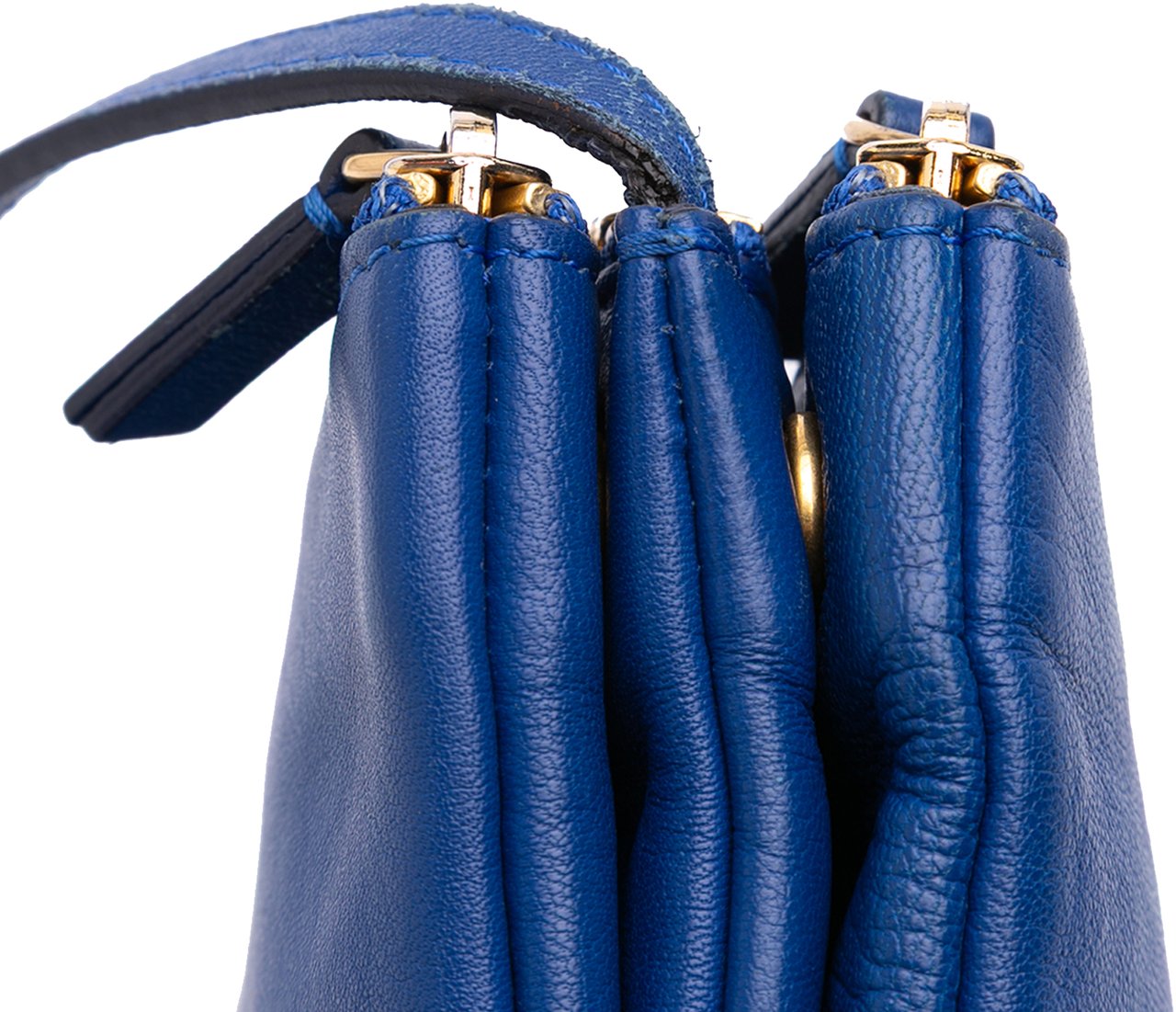 Celine Small Lambskin Trio Crossbody Blauw