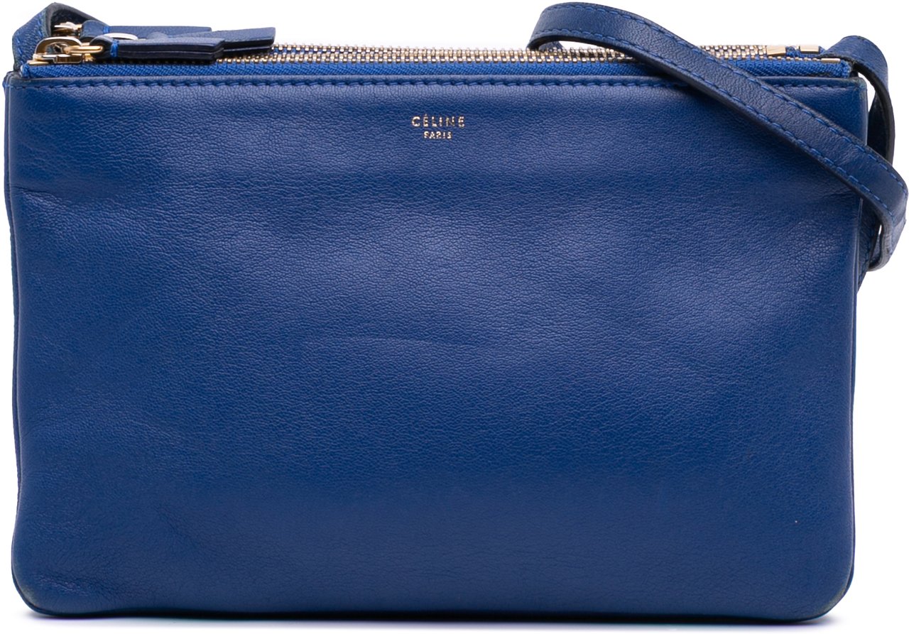 Celine Small Lambskin Trio Crossbody Blauw