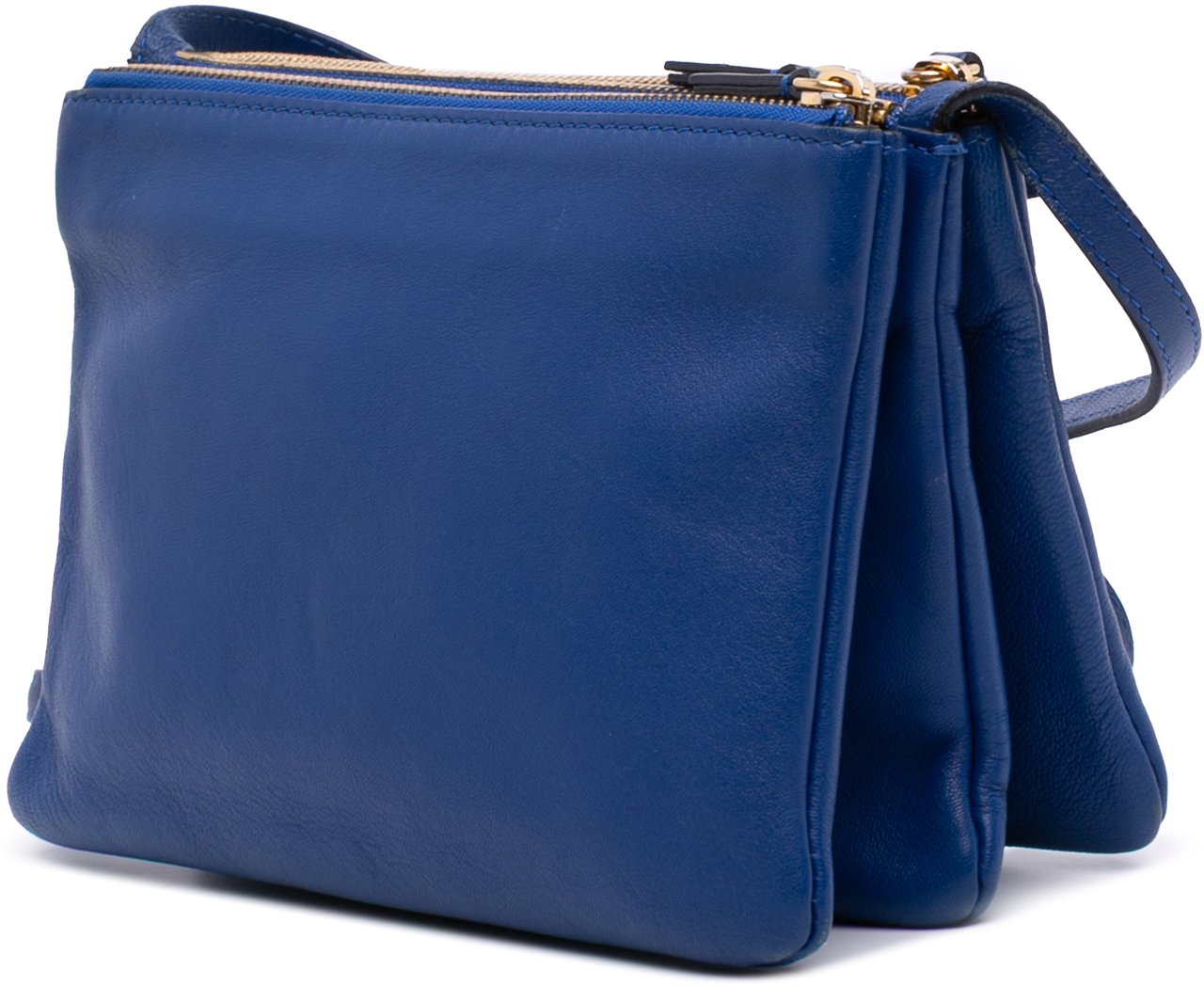 Celine Small Lambskin Trio Crossbody Blauw