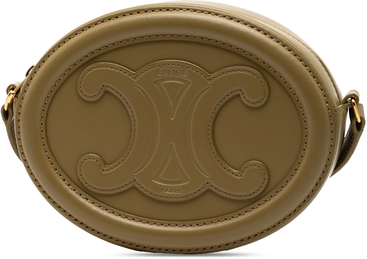 Celine Small Calfskin Cuir Triomphe Oval Crossbody Groen